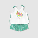 Completo pantaloncino stampato e maglietta neonata 