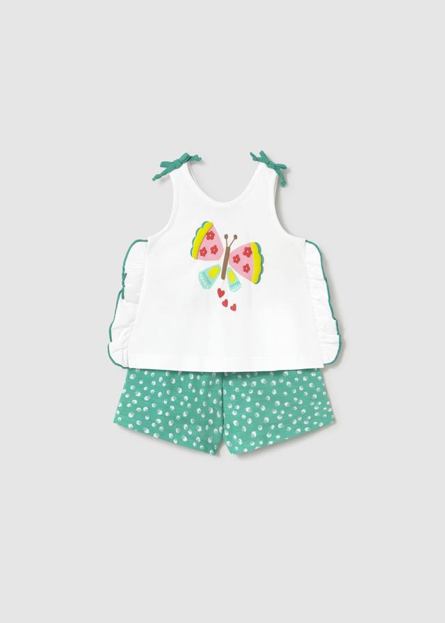 Completo pantaloncino stampato e maglietta neonata 