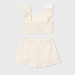 Completo con bermuda e top con volant cerimonia bambina 
