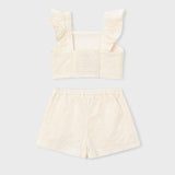 Completo con bermuda e top con volant cerimonia bambina 