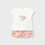 Completo con bermuda fiori e maglietta neonata 