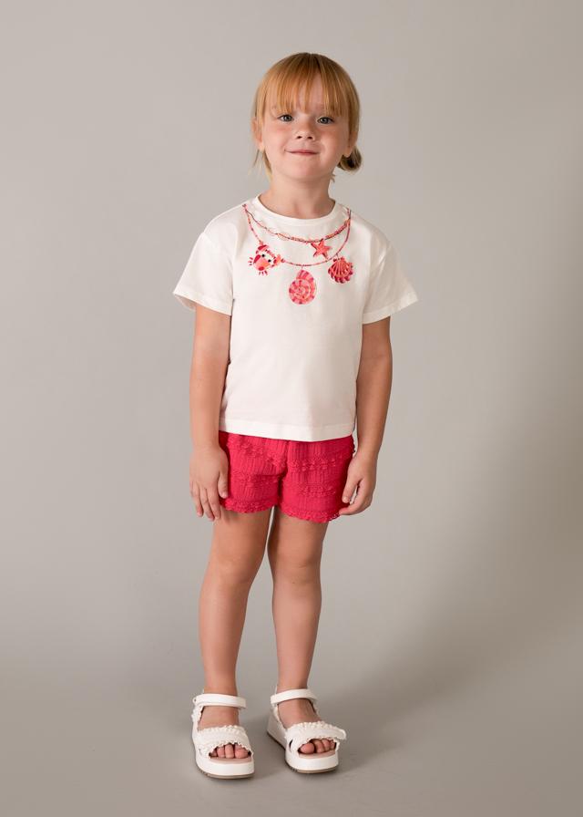 Completo shorts volant e maglietta stampata bambina 