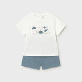 Complet 2  pezzi pantalone corto neonato 
