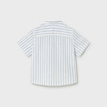 Camicia in lino con collo alla coreana neonato<BR/> 