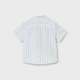Camicia in lino con collo alla coreana neonato<BR/> 