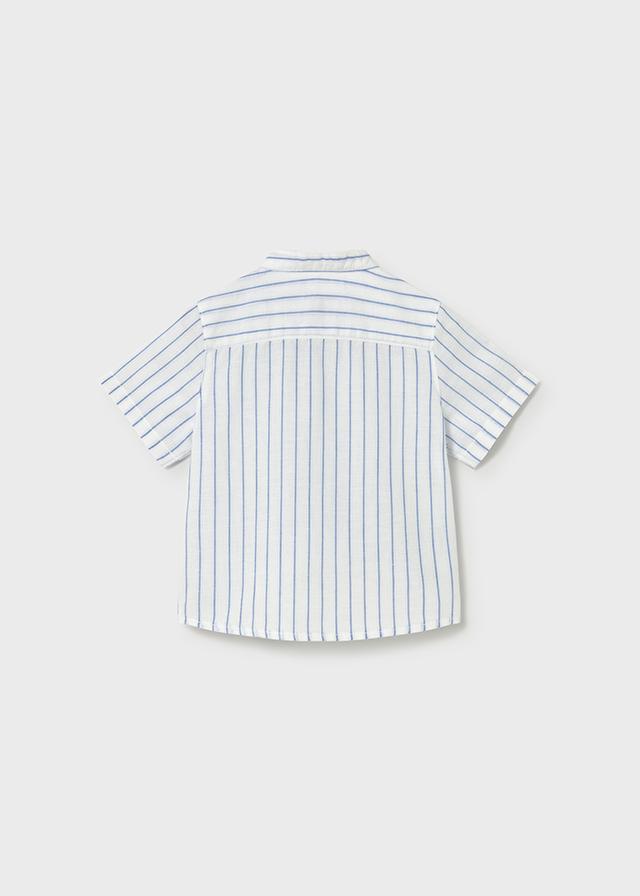 Camicia in lino con collo alla coreana neonato<BR/> 