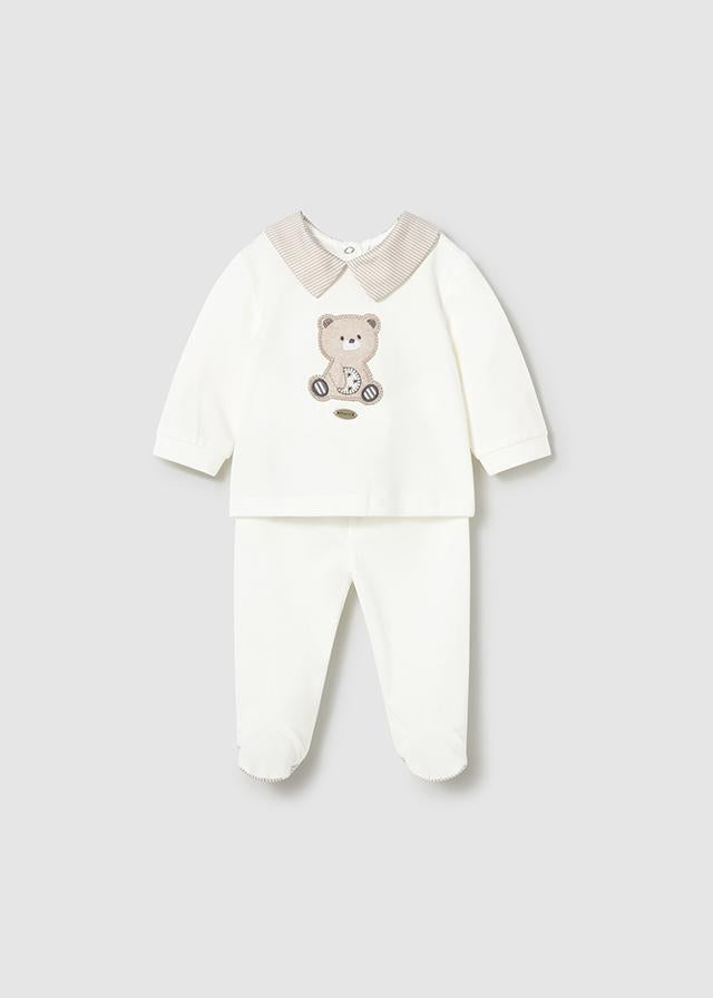 Completo ghettina e maglietta ricamata neonato 