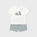 Completo pantaloncino e maglietta in lino neonato 