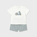 Completo pantaloncino e maglietta in lino neonato 