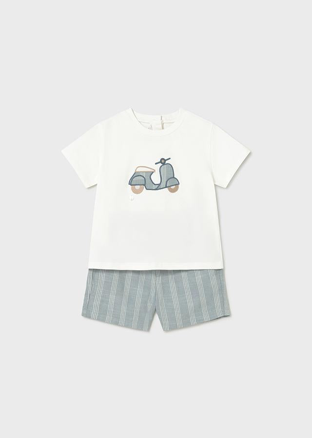 Completo pantaloncino e maglietta in lino neonato 