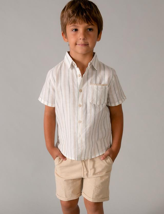 Completo bermuda e camicia in lino bambino 