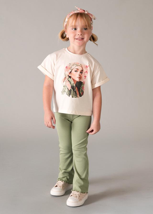 Maglietta con elastico per capelli stampato bambina 