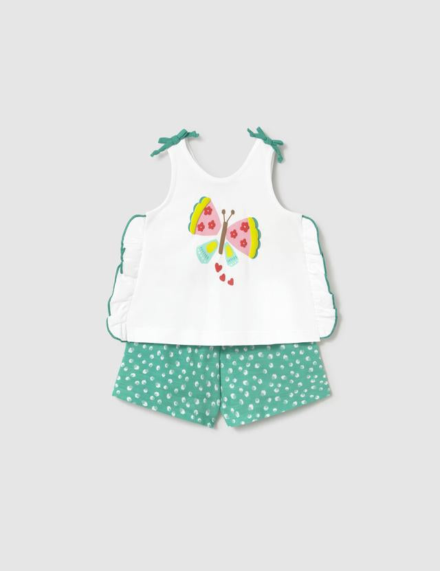 Completo pantaloncino stampato e maglietta neonata 