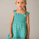 Vestito stampato con fascia abbinata bambina 