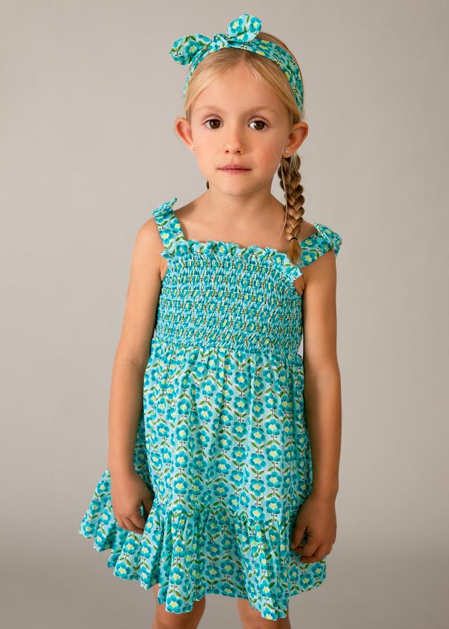 Vestito stampato con fascia abbinata bambina 