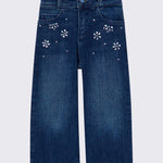 Jeans baggy fit con fiori strass bambina LiuJo 