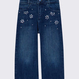 Jeans baggy fit con fiori strass bambina LiuJo 
