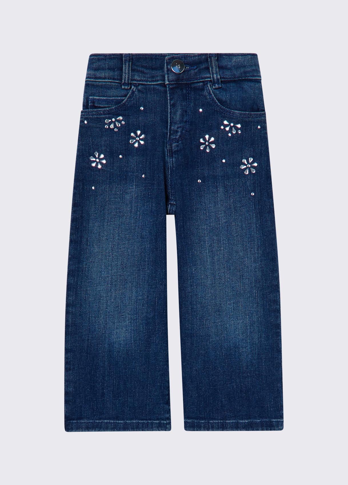 Jeans baggy fit con fiori strass bambina LiuJo 