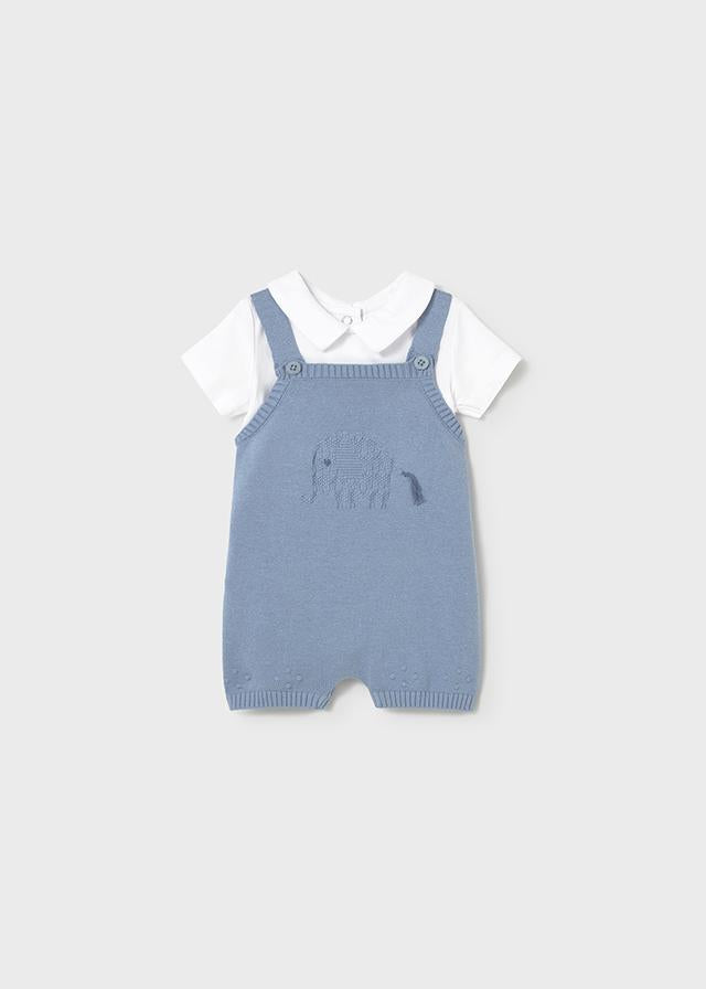 Completo salopette tricot body neonato 