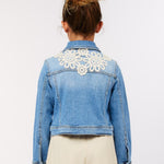 Giubbotto denim e applicazioni in macramè ragazza LiuJo 