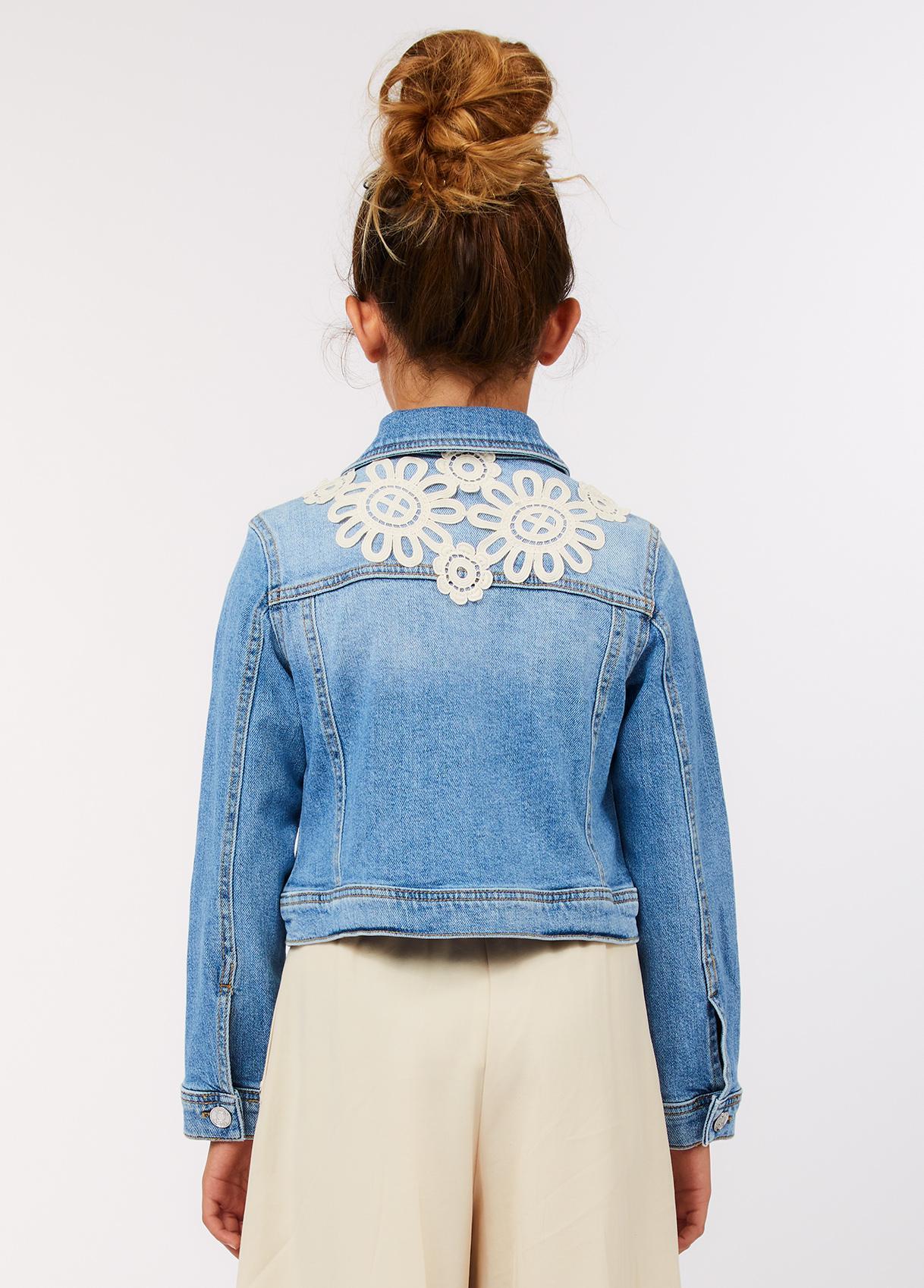 Giubbotto denim e applicazioni in macramè ragazza LiuJo 