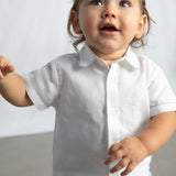 Completo pantaloncine e camicia in lino neonato 