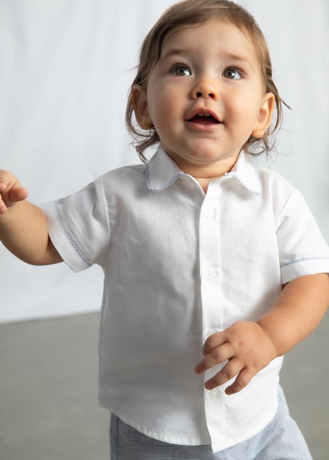 Completo pantaloncine e camicia in lino neonato 