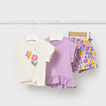 Completo 3 pezzi con pantaloncino neonata 