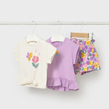 Completo 3 pezzi con pantaloncino neonata 