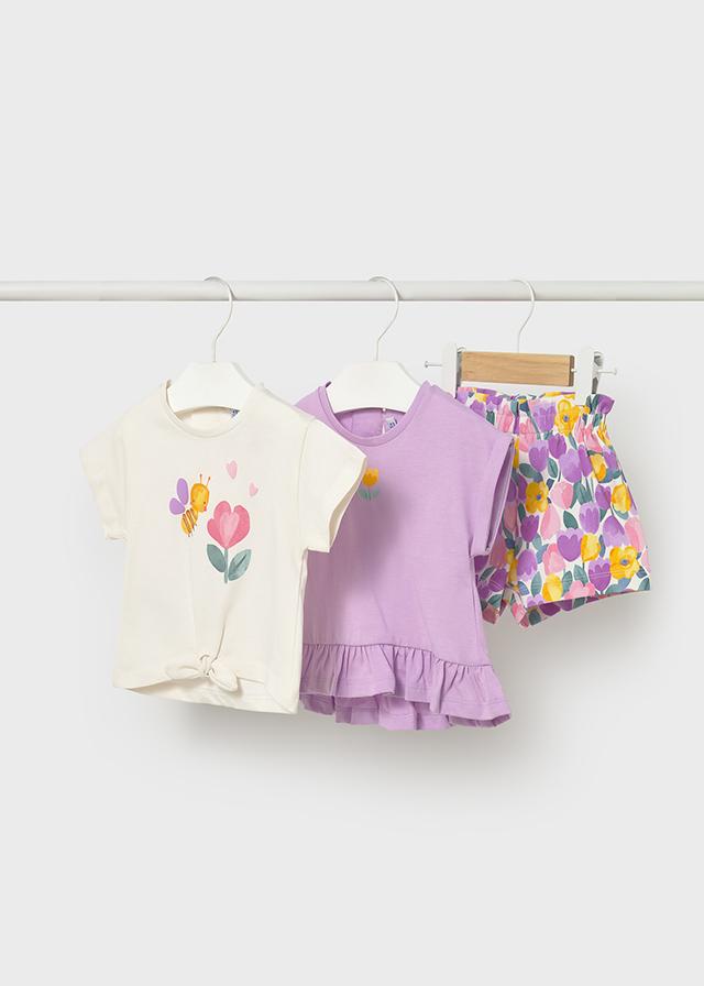 Completo 3 pezzi con pantaloncino neonata 