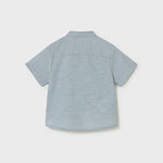 Camicia in lino con collo alla coreana neonato<BR/> 