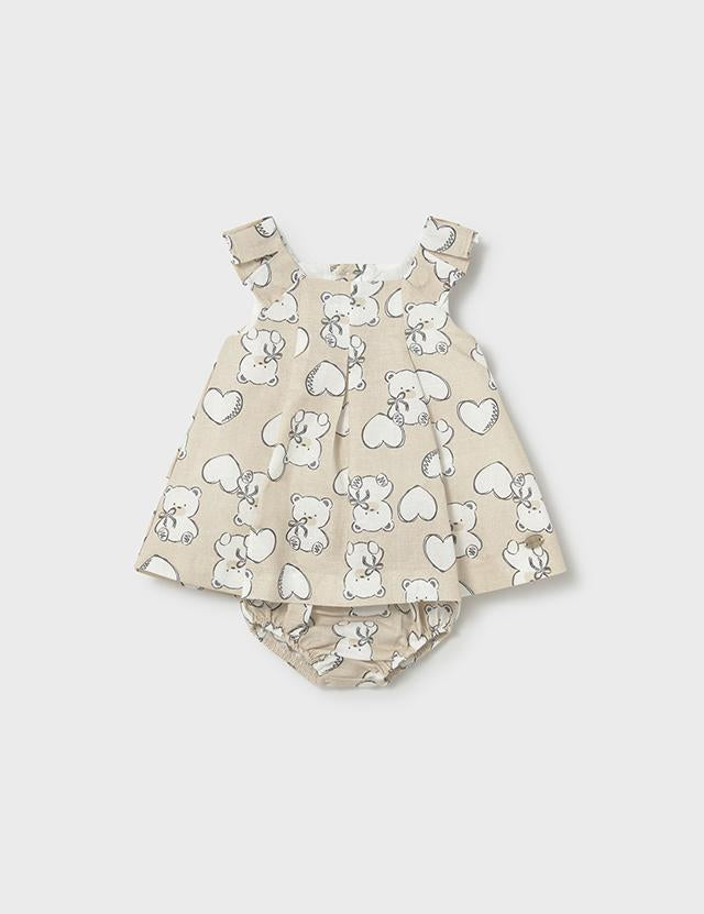 Vestito lino orsetto neonata 