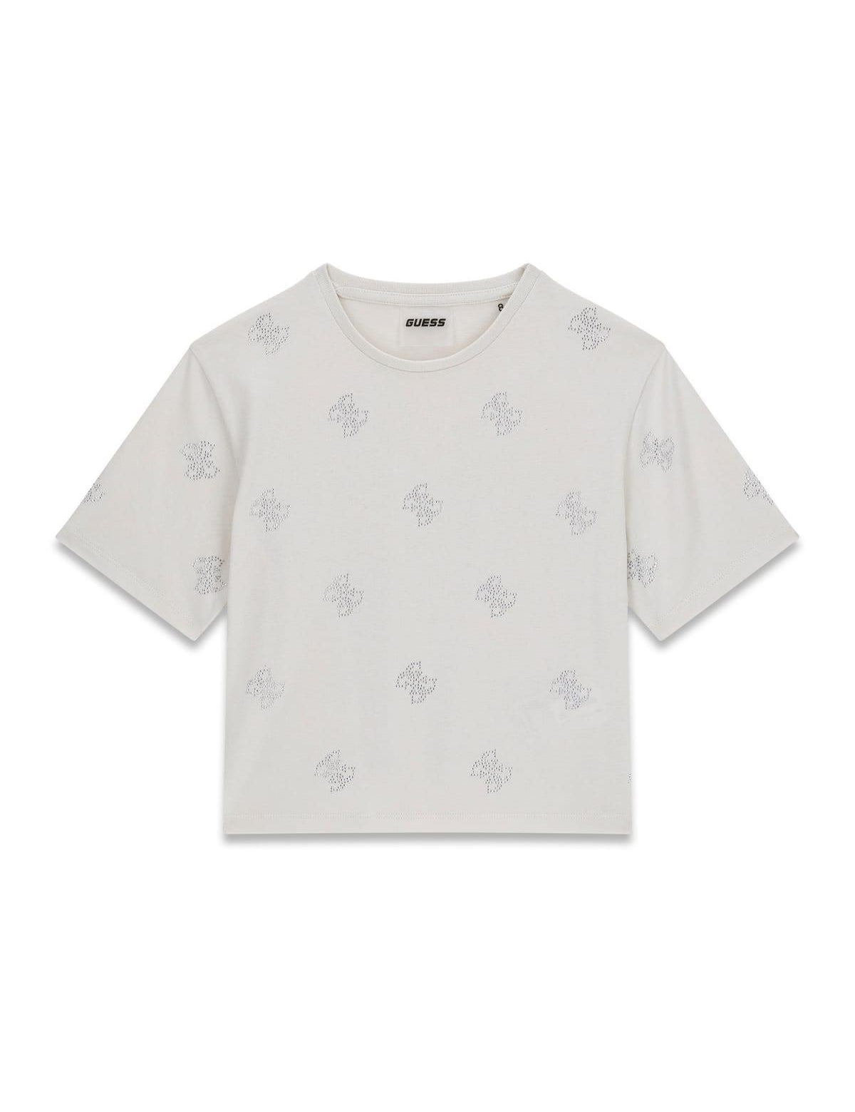 T-shirt logata con strass ragazza Guess 