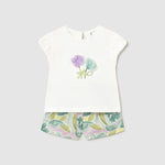 Completo con bermuda fiori e maglietta neonata 