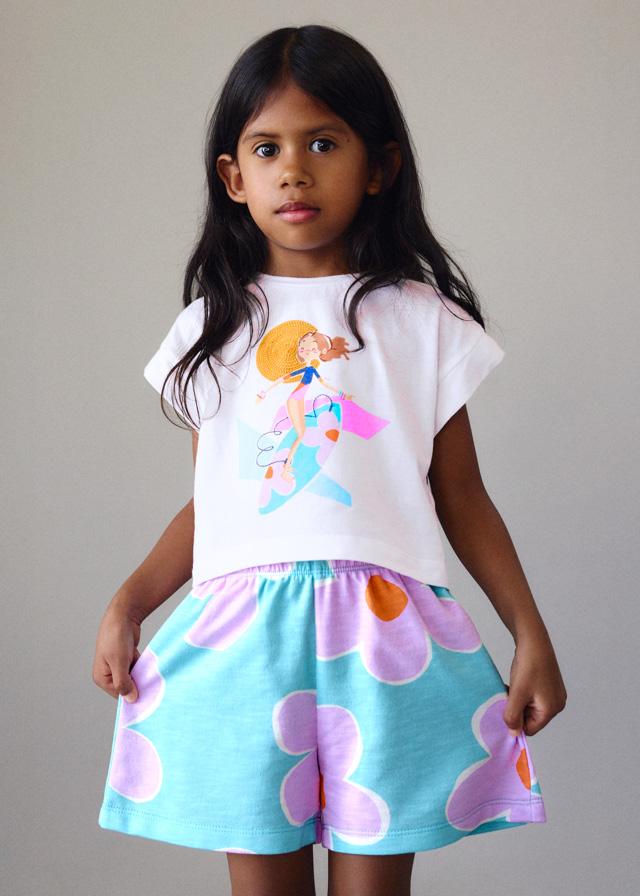 Completo shorts stampato e maglietta bambina 