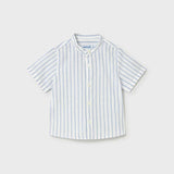 Camicia in lino con collo alla coreana neonato<BR/> 