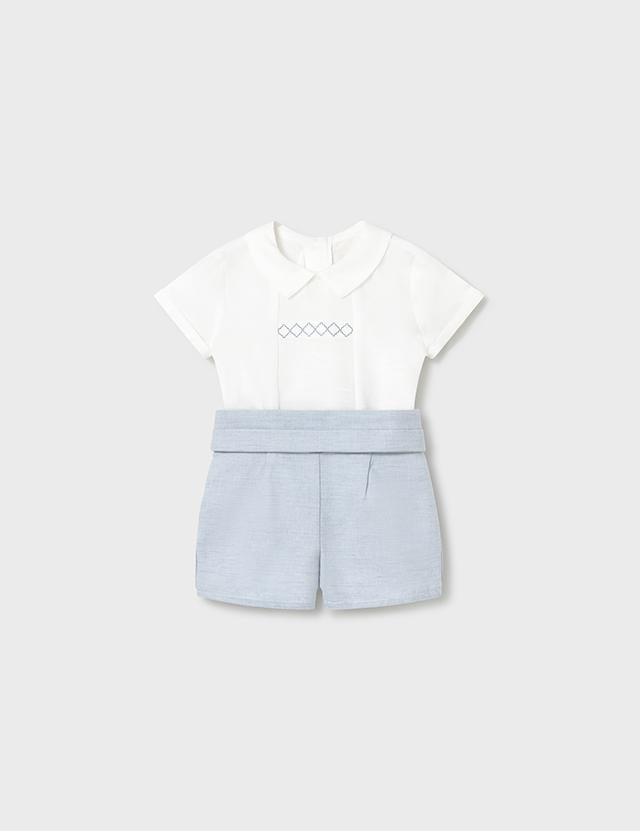 Completo cerimonia pantaloncino e camicia neonato 