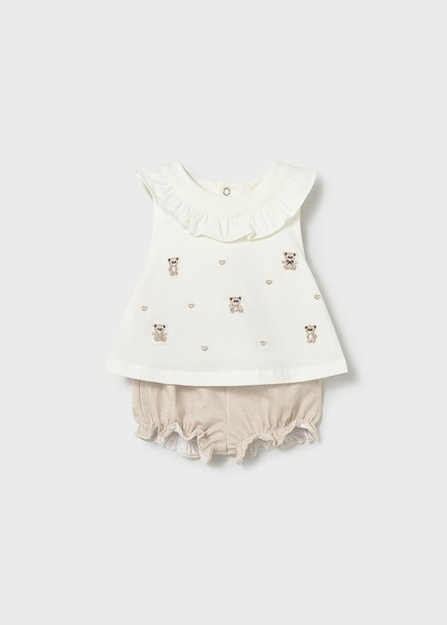 Completo 4 pezzi colletto volant neonata 