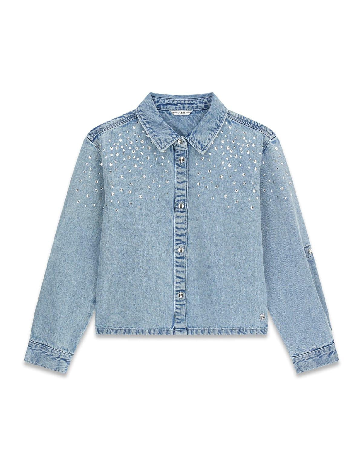 Camicia in denim con strass ragazza Guess 