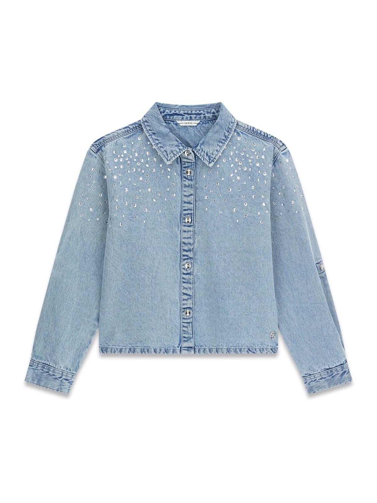 Camicia in denim con strass ragazza Guess 