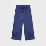 Pantalone in lino ricamato bambina 