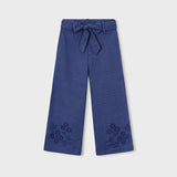 Pantalone in lino ricamato bambina 