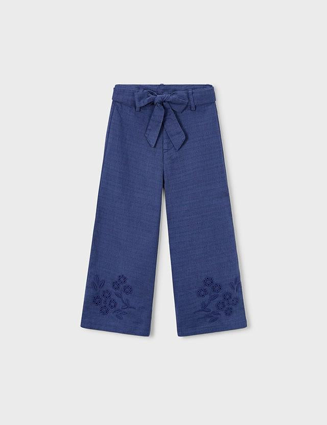 Pantalone in lino ricamato bambina 