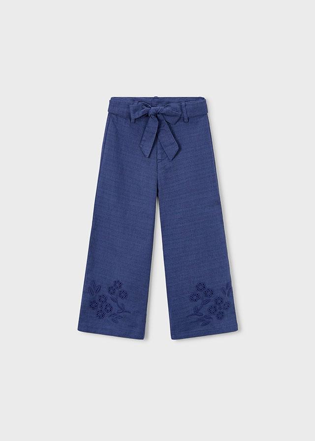 Pantalone in lino ricamato bambina 