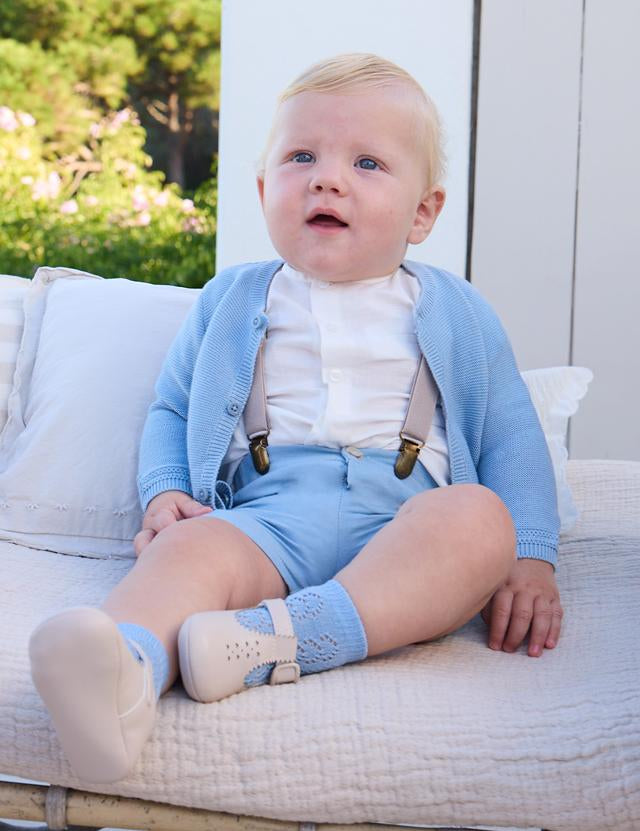 Completo pantaloncino bretelle e camicia neonato 