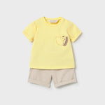 Completo 4 pezzi pantalone corto neonato 