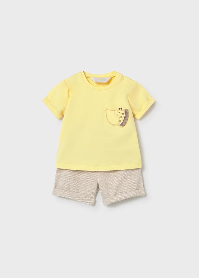 Completo 4 pezzi pantalone corto neonato 