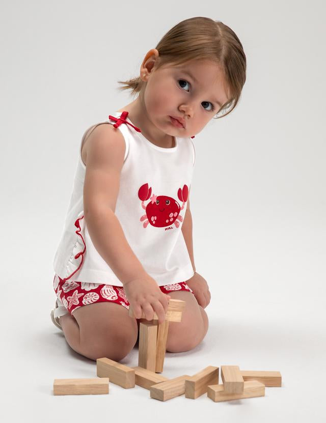 Completo pantaloncino stampato e maglietta neonata 