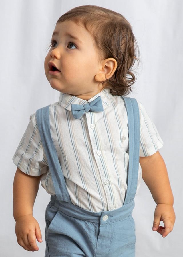 Completo pantaloncine e camicia con papillon neonato 