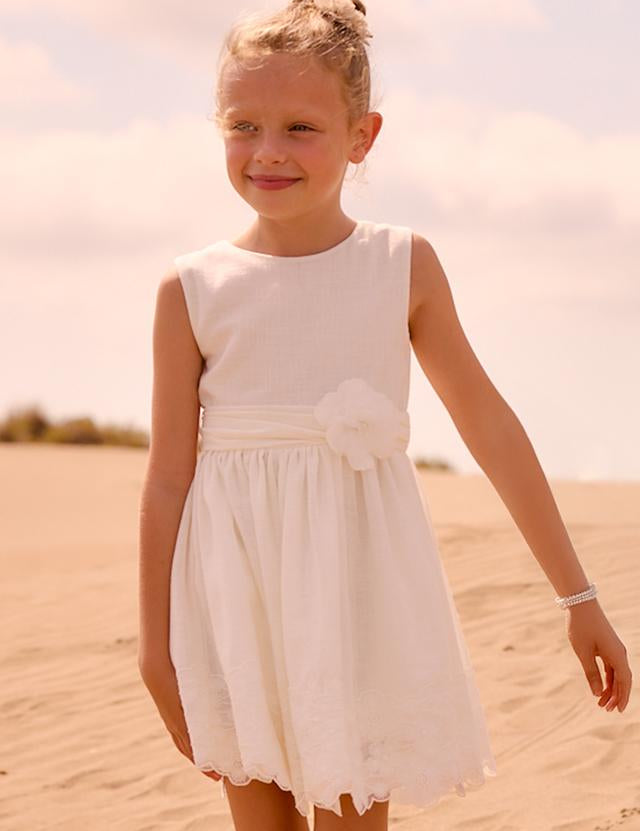 Vestito cerimonia con dettagli in pizzo bambina 